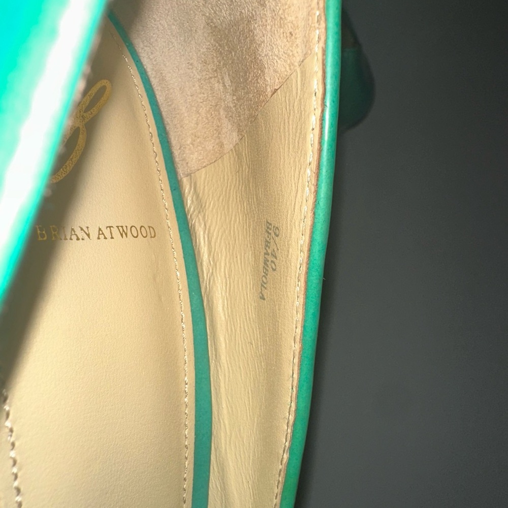 Iconic Y2K Turquoise teal Aqua Green Shiny Paten leather B Brian Atwood Pumps - Picture 8 of 8
